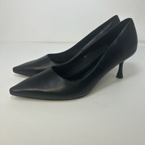 LUMUTA Black Leather Pointed Toe Pumps High‎ Heel Stiletto Women's Size 11 NIB